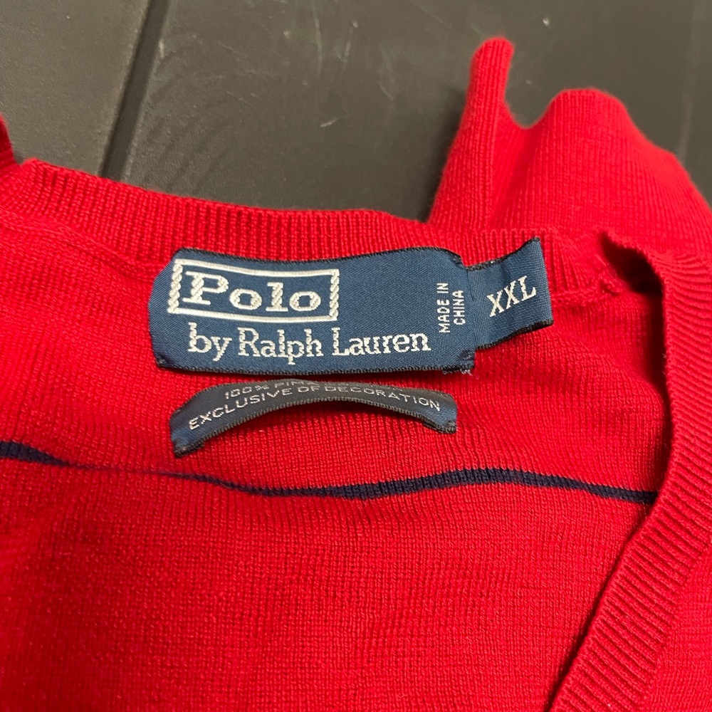Polo by Ralph Lauren Red V-Neck Sweater